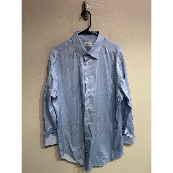 Brioni Mens Large Light Blue Made In Italy Long Sleeve Button Up Shirt - Picture 1 of 8